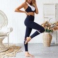 Calças de yoga de bra de gemas esportivas da moda definem roupas de ioga personalizadas
